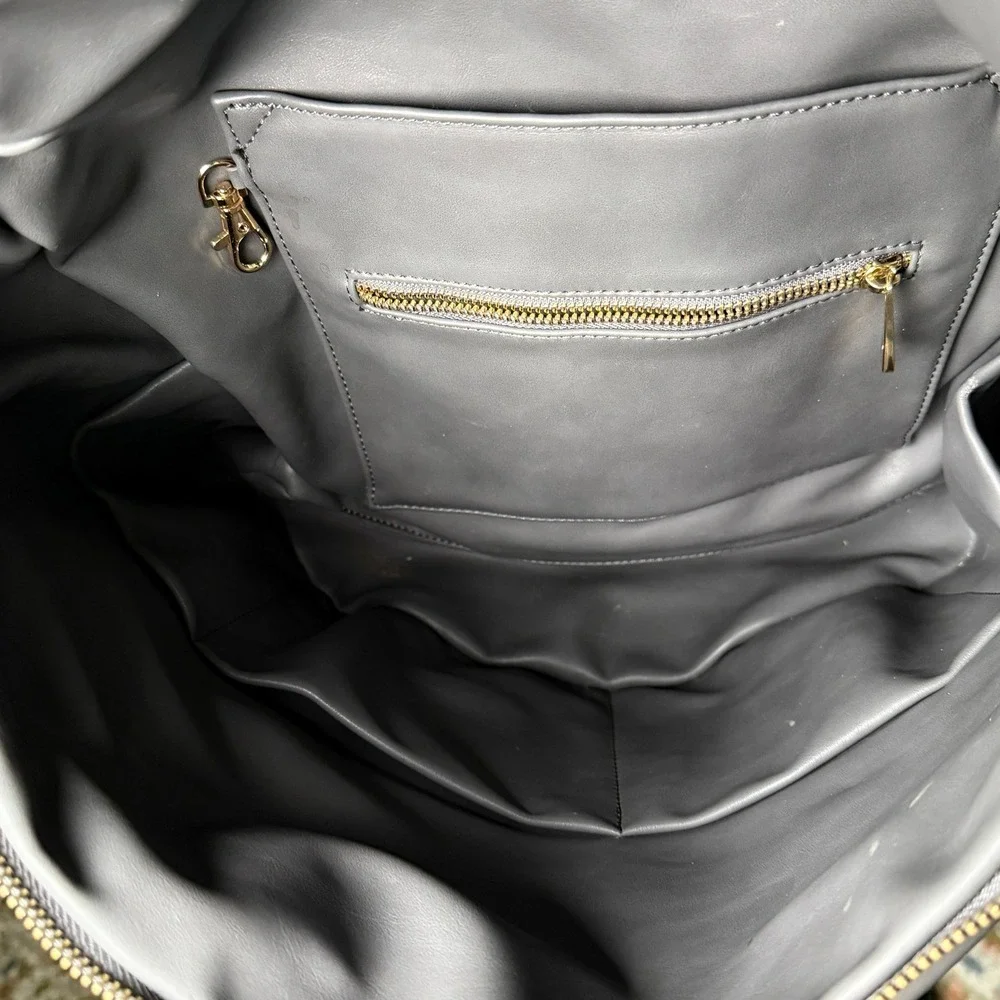 Fawn Design Black Leather Baby Backpack with Gold Hardware